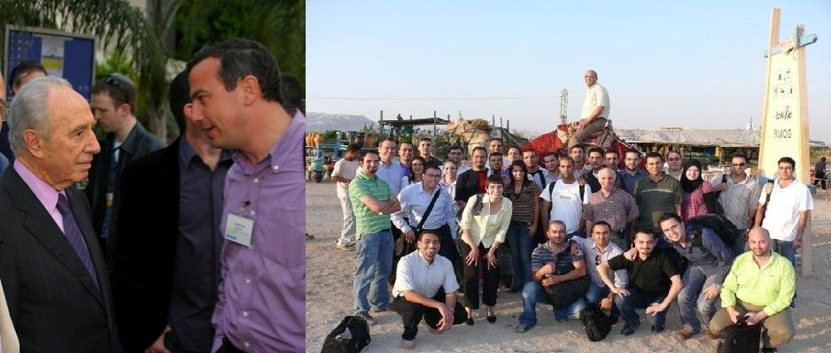 Picture on left: Zvi Schreiber with Israeli President Shumon Peres. Picture on right: Ghost team